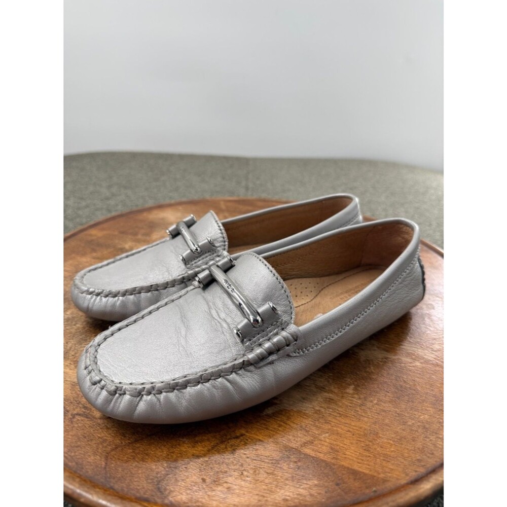 Lauren Ralph Lauren Shoes Wm 6 B Caliana Silver Leather Driving Moccasin Loafers